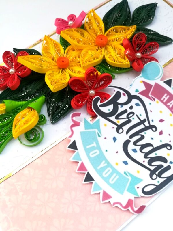 Yellow & Red Quilled Birthday Card image