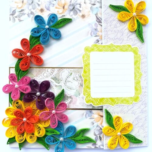 Multicolored Quilled Mini Scrapbook Greeting Card image