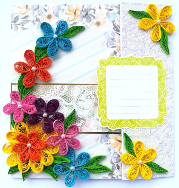 Multicolored Quilled Mini Scrapbook Greeting Card image Multicolored Quilled Mini Scrapbook Greeting Card image