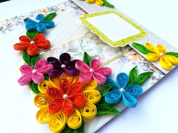 Multicolored Quilled Mini Scrapbook Greeting Card image Multicolored Quilled Mini Scrapbook Greeting Card image