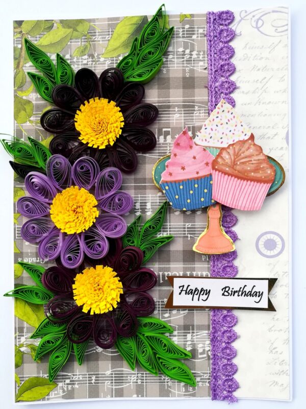 Purple Hues Quilled Flowers Birthday Card image Purple Hues Quilled Flowers Birthday Card image