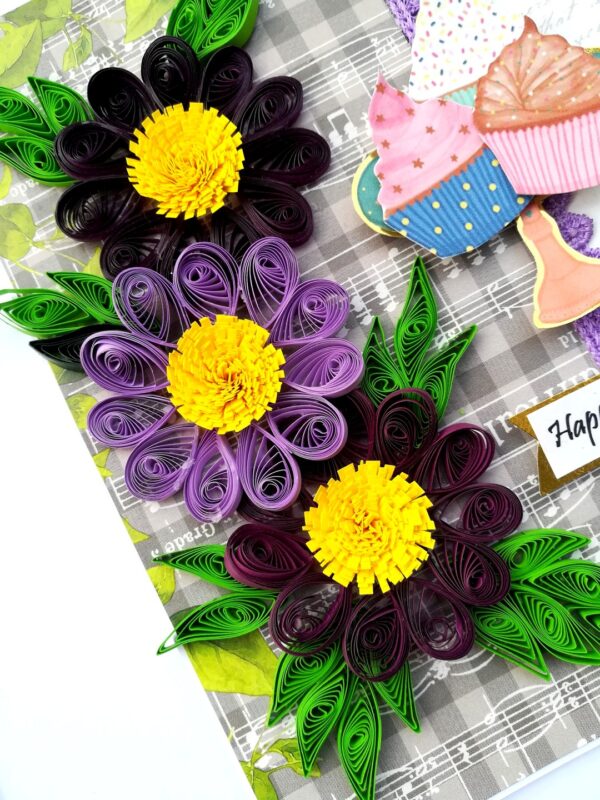 Purple Hues Quilled Flowers Birthday Card image Purple Hues Quilled Flowers Birthday Card image