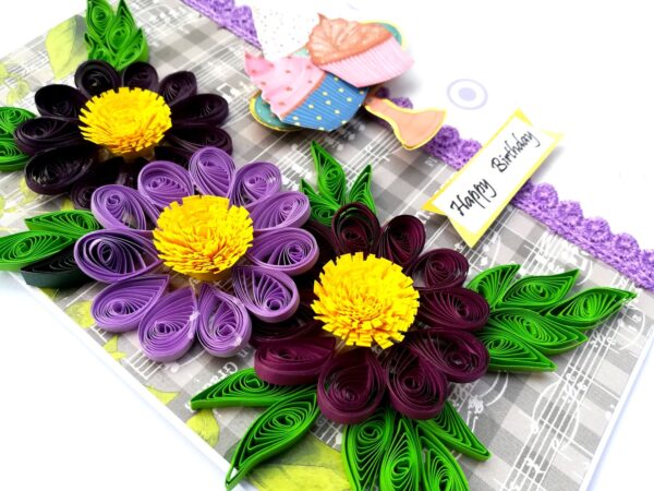 Purple Hues Quilled Flowers Birthday Card image Purple Hues Quilled Flowers Birthday Card image