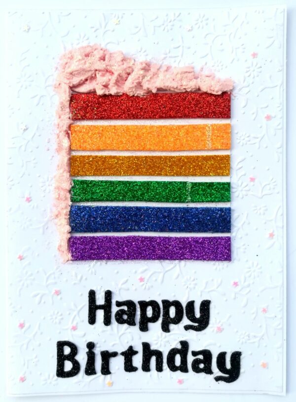 Sparkling Rainbow Cake Birthday Greeting card image