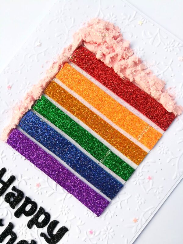Sparkling Rainbow Cake Birthday Greeting card image