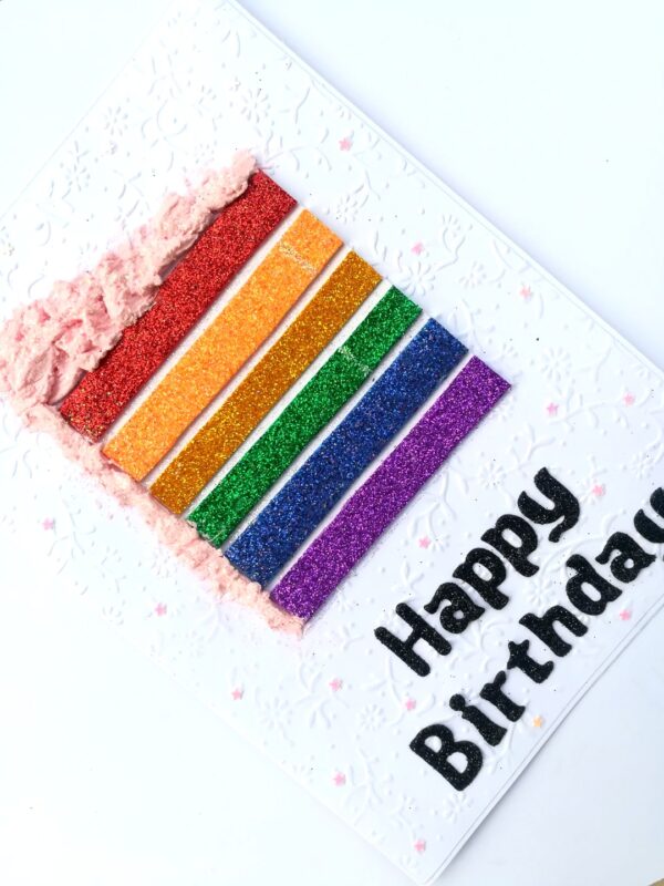 Sparkling Rainbow Cake Birthday Greeting card image