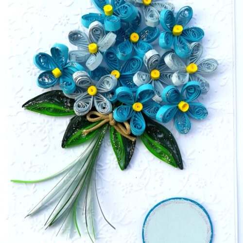 Blue Quilled Bouquet Greeting Card image