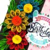 Sparkling Multicolored Quilled Flowers Birthday Card image Sparkling Multicolored Quilled Flowers Birthday Card image