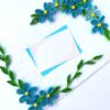 Quilled Blue Corner Flowers Greeting Card image