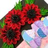 Sparkling Red Quilled Flowers Birthday Card image