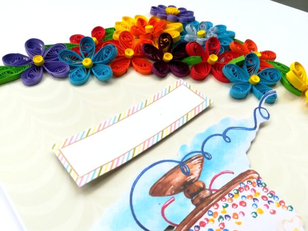 Multicolored Quilled Flowers Birthday Card image