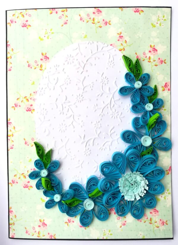 Quilled Blue Flowers Corner Greeting Card image