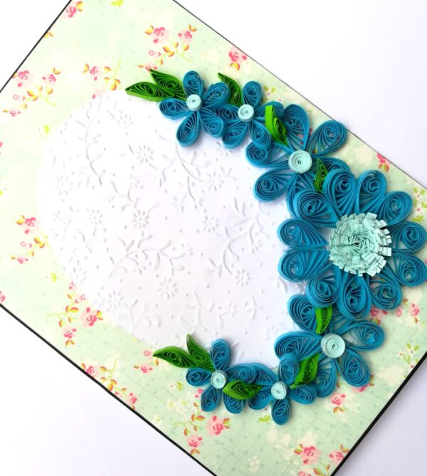Quilled Blue Flowers Corner Greeting Card image