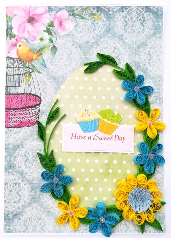 Quilled Yellow & Blue Flowers All Occasion Card image Quilled Yellow & Blue Flowers All Occasion Card image