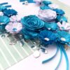 Blue Themed Quilled Flowers in Heart Greeting Card image Blue Themed Quilled Flowers in Heart Greeting Card image
