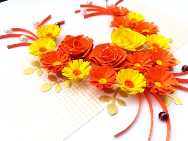 Yellow Themed Quilled Flowers in Heart Greeting Card image Yellow Themed Quilled Flowers in Heart Greeting Card image