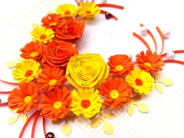 Yellow Themed Quilled Flowers in Heart Greeting Card image Yellow Themed Quilled Flowers in Heart Greeting Card image