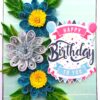 Sparkling Blue Quilled Flowers Birthday Card image