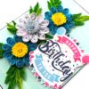 Sparkling Blue Quilled Flowers Birthday Card image