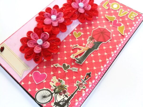Love Themed Red Quilled Flowers Greeting card image