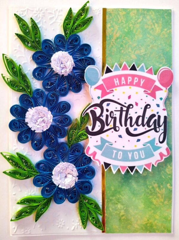 Sparkling Blue Quilled Flowers Birthday Card image Sparkling Blue Quilled Flowers Birthday Card image