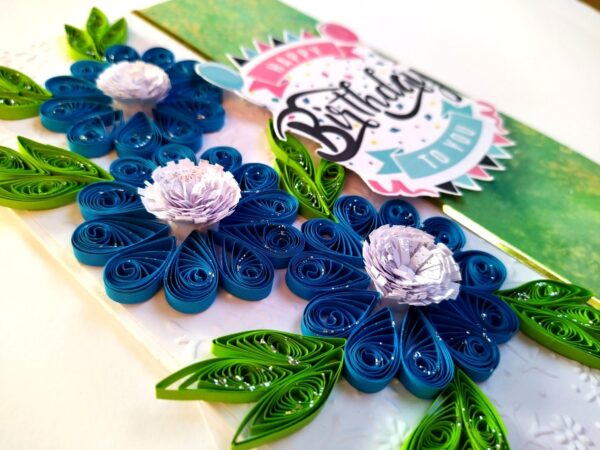Sparkling Blue Quilled Flowers Birthday Card image Sparkling Blue Quilled Flowers Birthday Card image