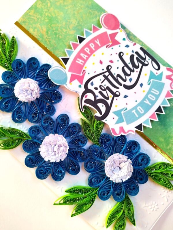 Sparkling Blue Quilled Flowers Birthday Card image Sparkling Blue Quilled Flowers Birthday Card image