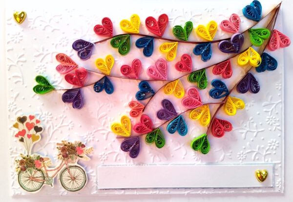 Quilled Colorful Hearts Tree Greeting Card image