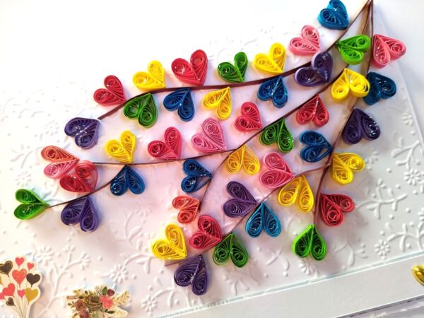 Quilled Colorful Hearts Tree Greeting Card image