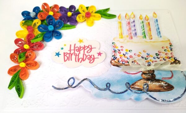 Multicolored Quilled Corner Birthday Card image