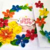 Multicolor Quilled Flowers Mini Scrapbook Birthday card image
