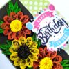 Yellow Orange Quilled Flowers Birthday Card image