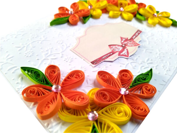 Yellow Orange Quilled Flowers Greeting Card- D2 image