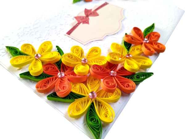 Yellow Orange Quilled Flowers Greeting Card- D2 image