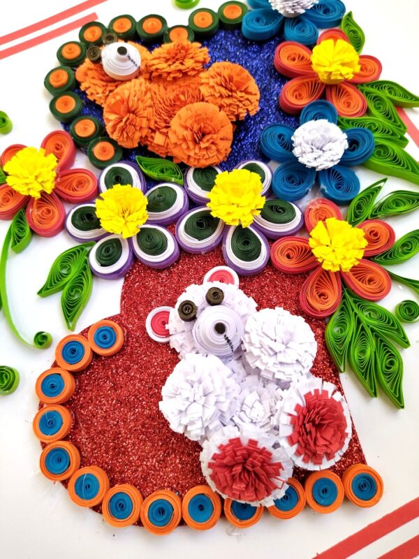 Sparkling Quilled Teddies Flowers Greeting card image