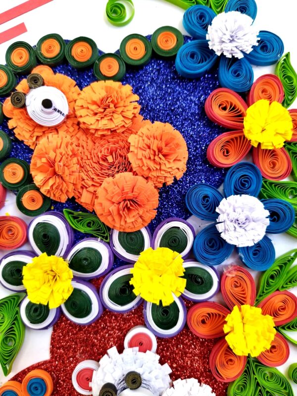 Sparkling Quilled Teddies Flowers Greeting card image