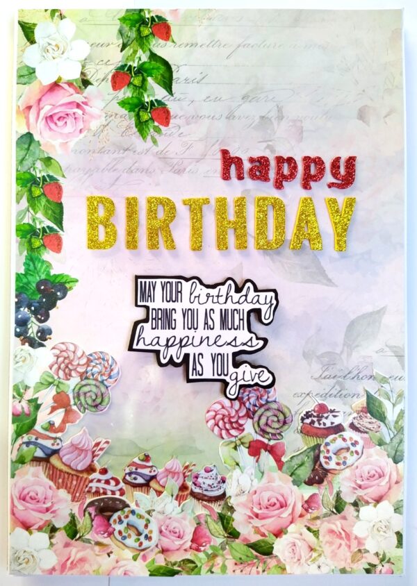 A4 size Happy Birthday Mini Scrapbook Card image