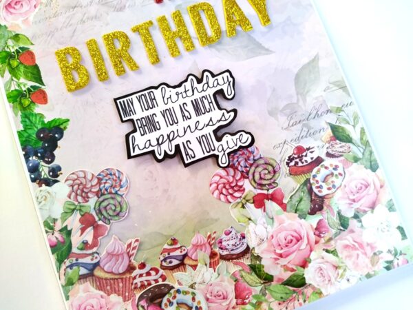 A4 size Happy Birthday Mini Scrapbook Card image