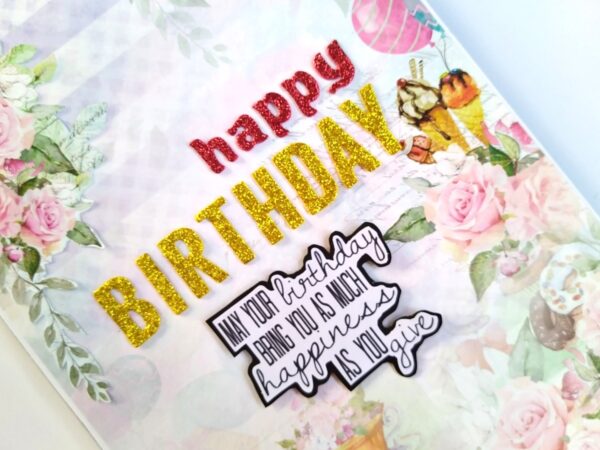 A4 size Happy Birthday Mini Scrapbook Card image