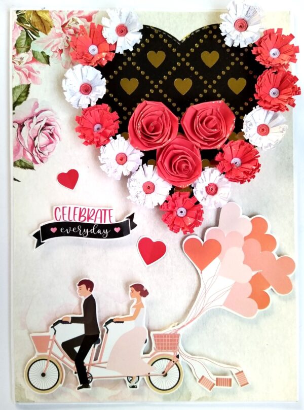 Handmade Quilled Hearts Love Greeting Card image
