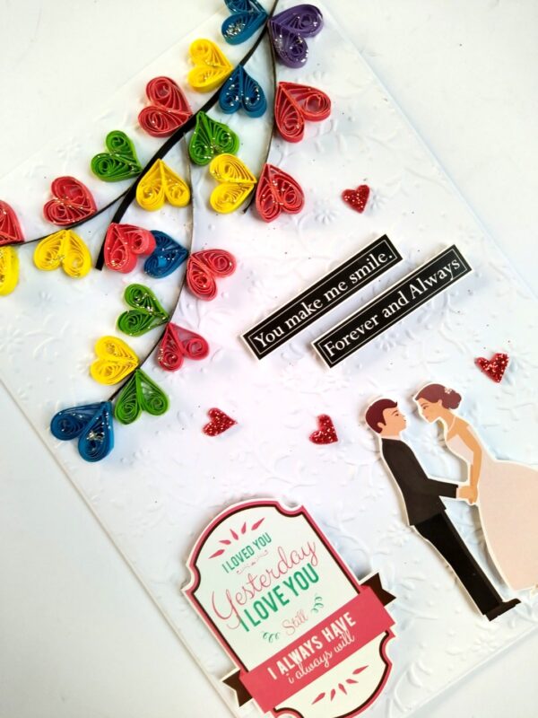 Handmade Quilled Hearts Love Greeting Card image