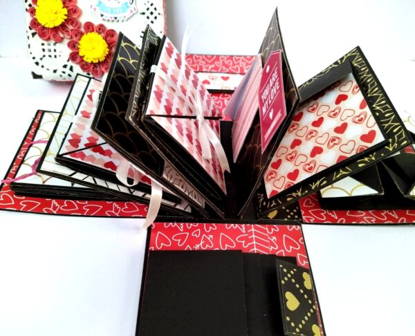 Mini Scrapbook in Explosion Box - Love theme image Mini Scrapbook in Explosion Box - Love theme image