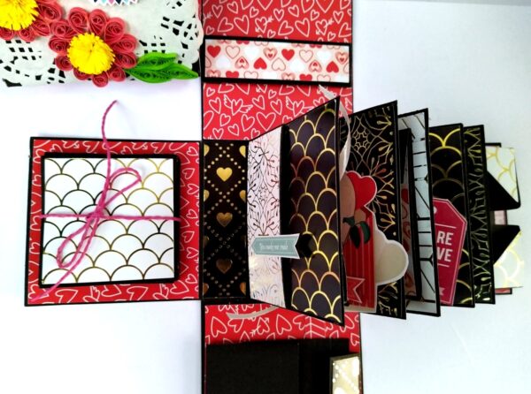 Mini Scrapbook in Explosion Box - Love theme image Mini Scrapbook in Explosion Box - Love theme image