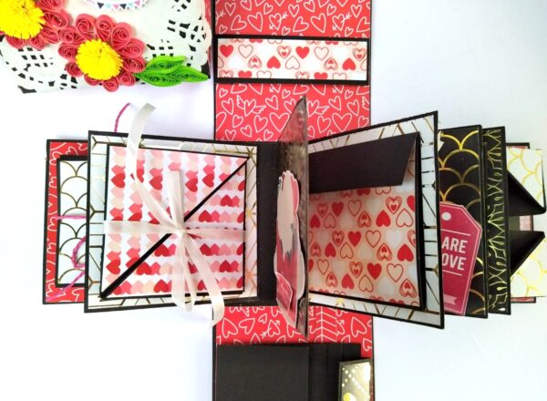 Mini Scrapbook in Explosion Box - Love theme image Mini Scrapbook in Explosion Box - Love theme image