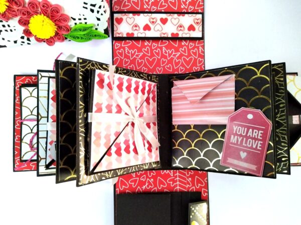 Mini Scrapbook in Explosion Box - Love theme image Mini Scrapbook in Explosion Box - Love theme image
