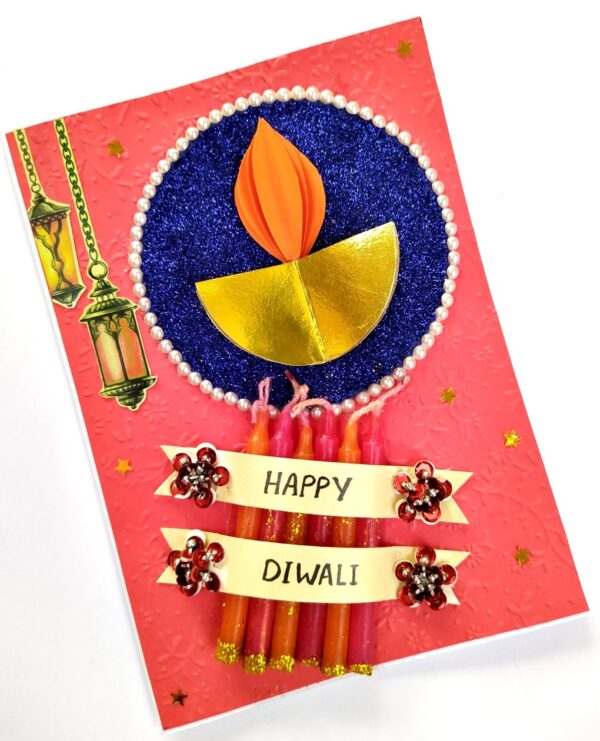 Sparkling Handmade Quilled Diwali Greeting Card D23 image Sparkling Handmade Quilled Diwali Greeting Card D23 image