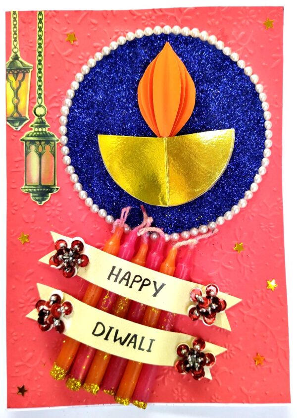 Sparkling Handmade Quilled Diwali Greeting Card D23 image Sparkling Handmade Quilled Diwali Greeting Card D23 image