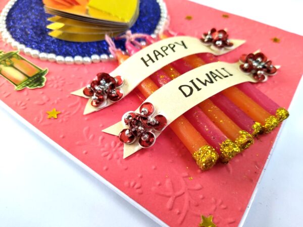 Sparkling Handmade Quilled Diwali Greeting Card D23 image Sparkling Handmade Quilled Diwali Greeting Card D23 image