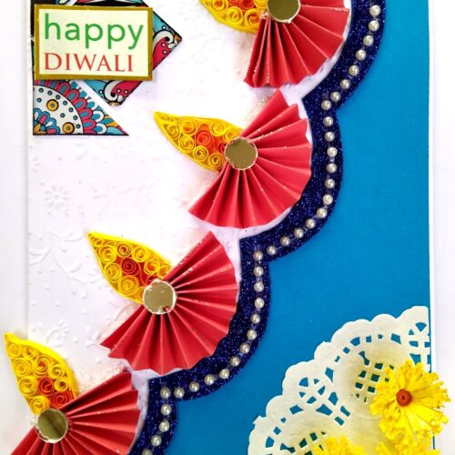 Sparkling Handmade Quilled Diwali Greeting Card D24 image