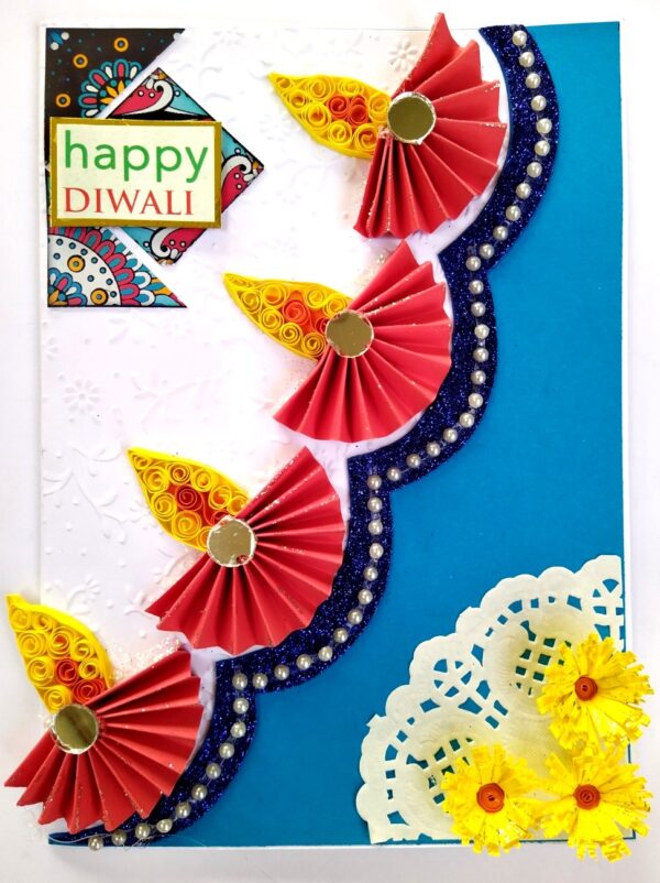 Sparkling Handmade Quilled Diwali Greeting Card D24 image Sparkling Handmade Quilled Diwali Greeting Card D24 image